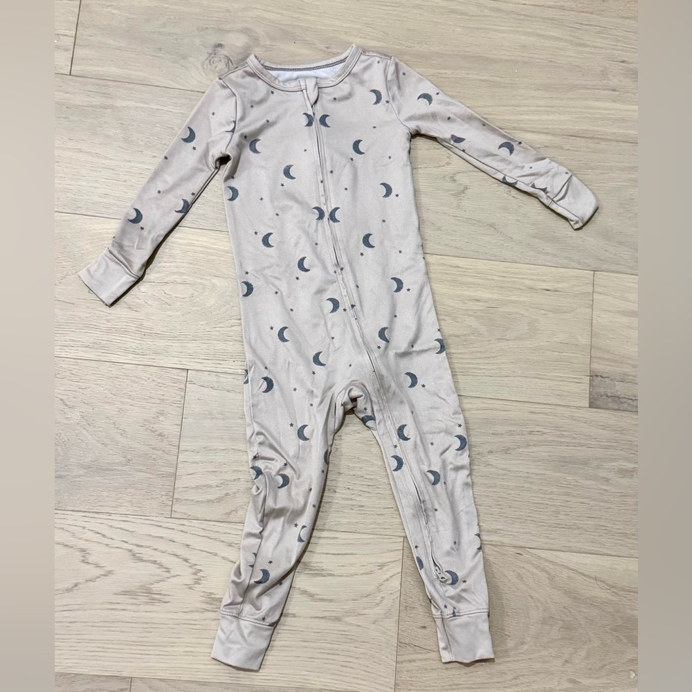Cloud Island Moon and Stars Footie - Light Brown